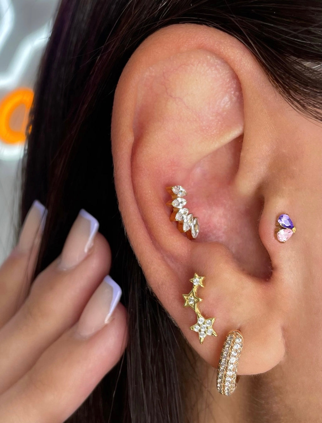 Heart Amethyst Titanium Flat-Back