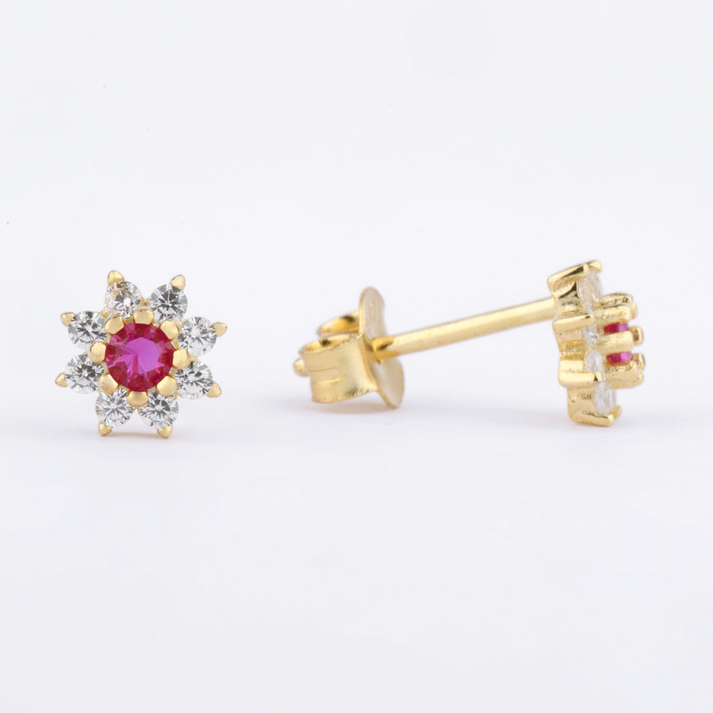 Fushia Flower Stud