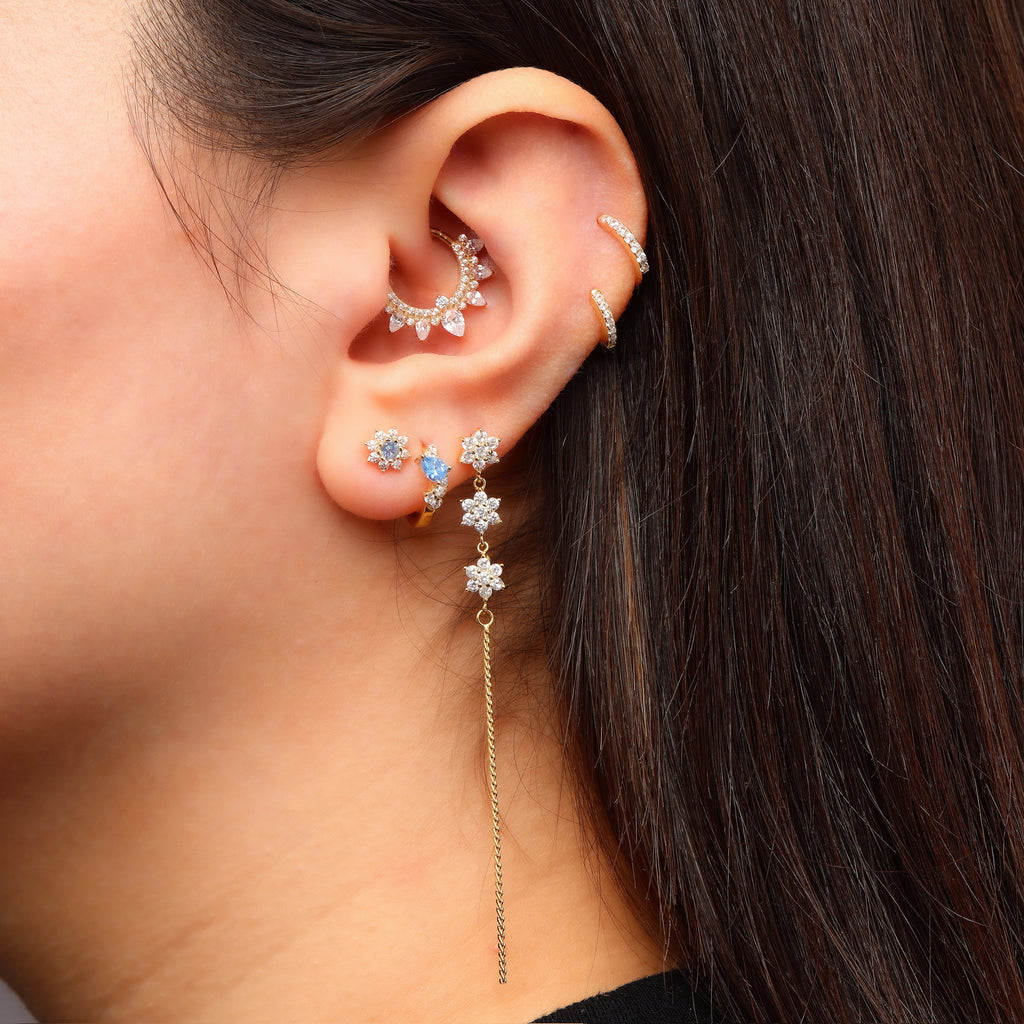 Pear Cluster Daith Titanium Hinge Ring