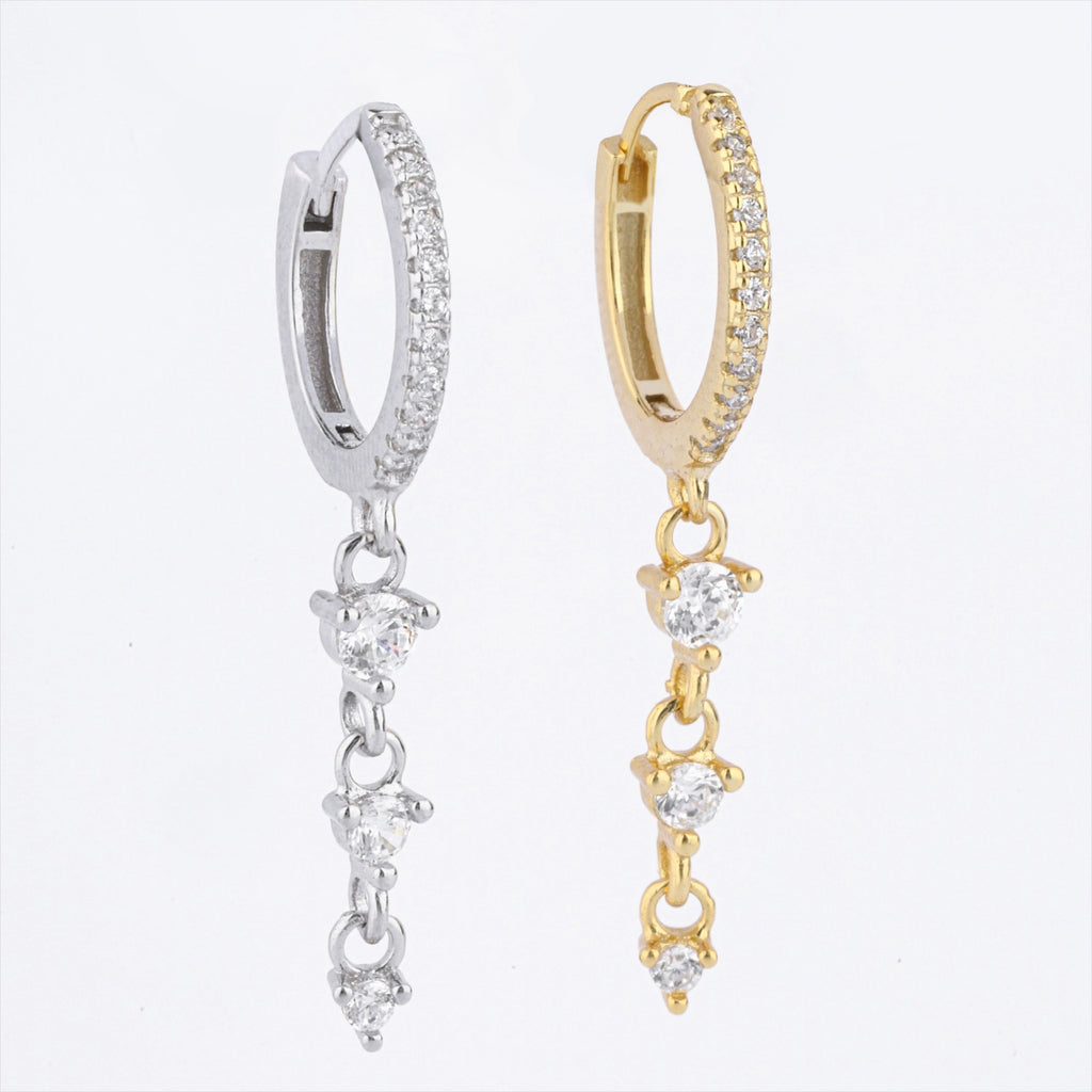 Triple Zircon Drop Hoop