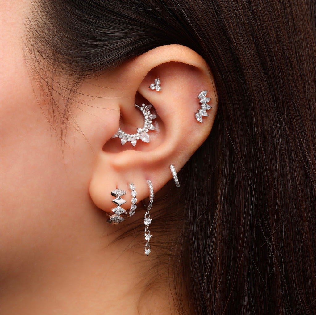 Triple Zircon Drop Hoop