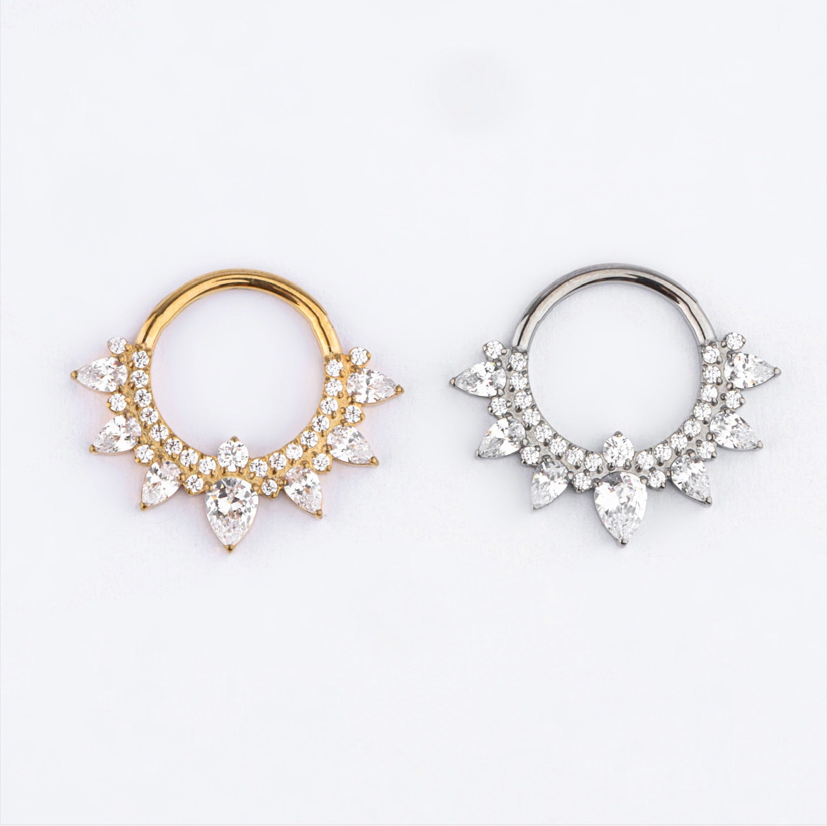 Pear Cluster Daith Titanium Hinge Ring