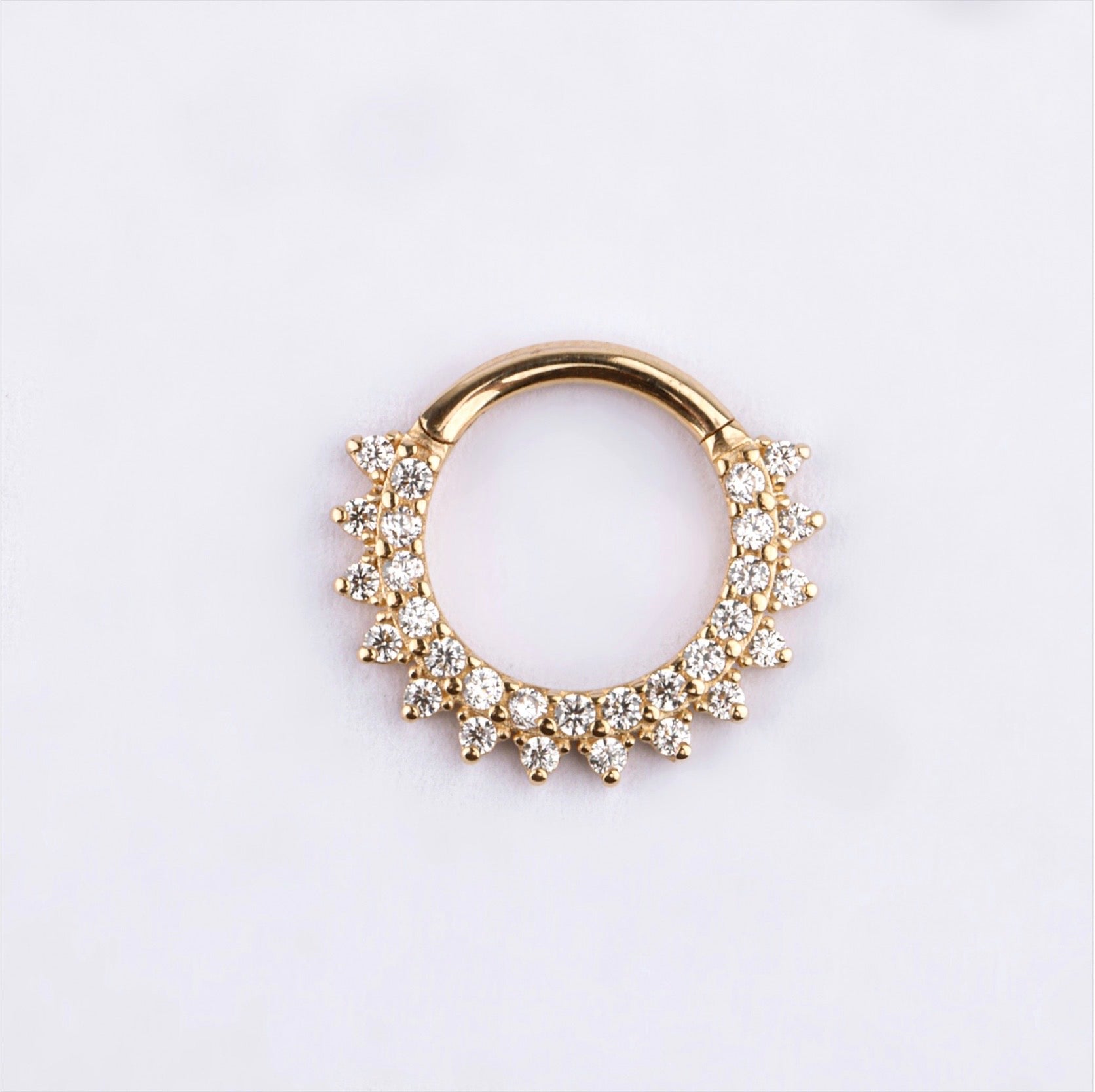 14kt Gold Zircon Daith Hinge Ring