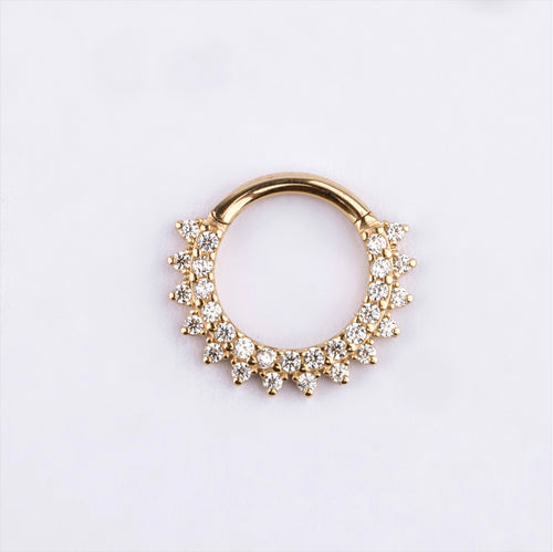 14kt Gold Zircon Daith Hinge Ring