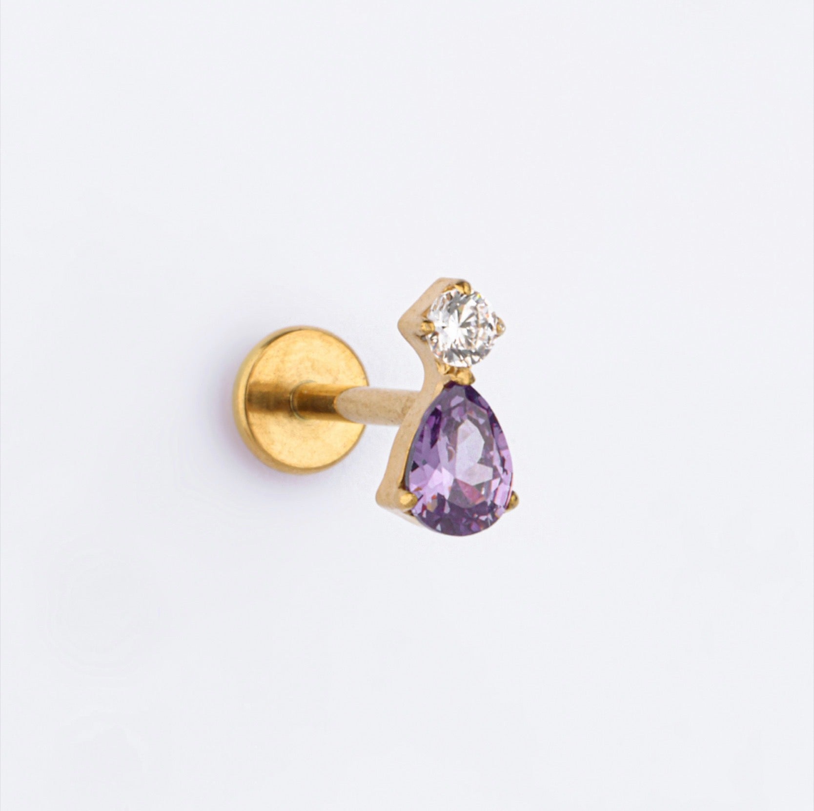 Tear Amethyst Titanium Flat-Back