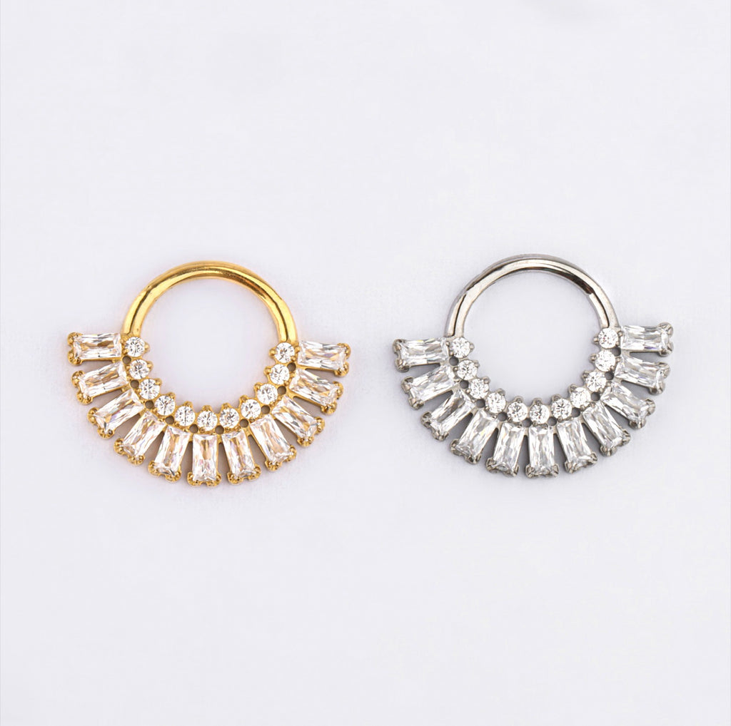 Baguette Fancy Daith Titanium Hinge Ring