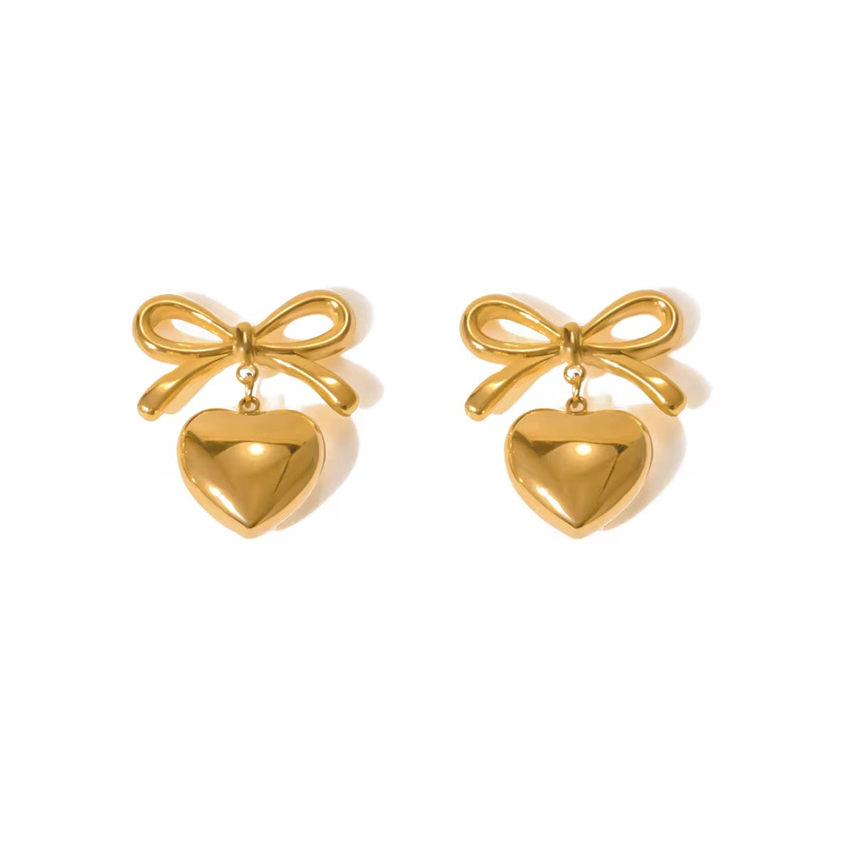 Heart Pendant Bow Earrings