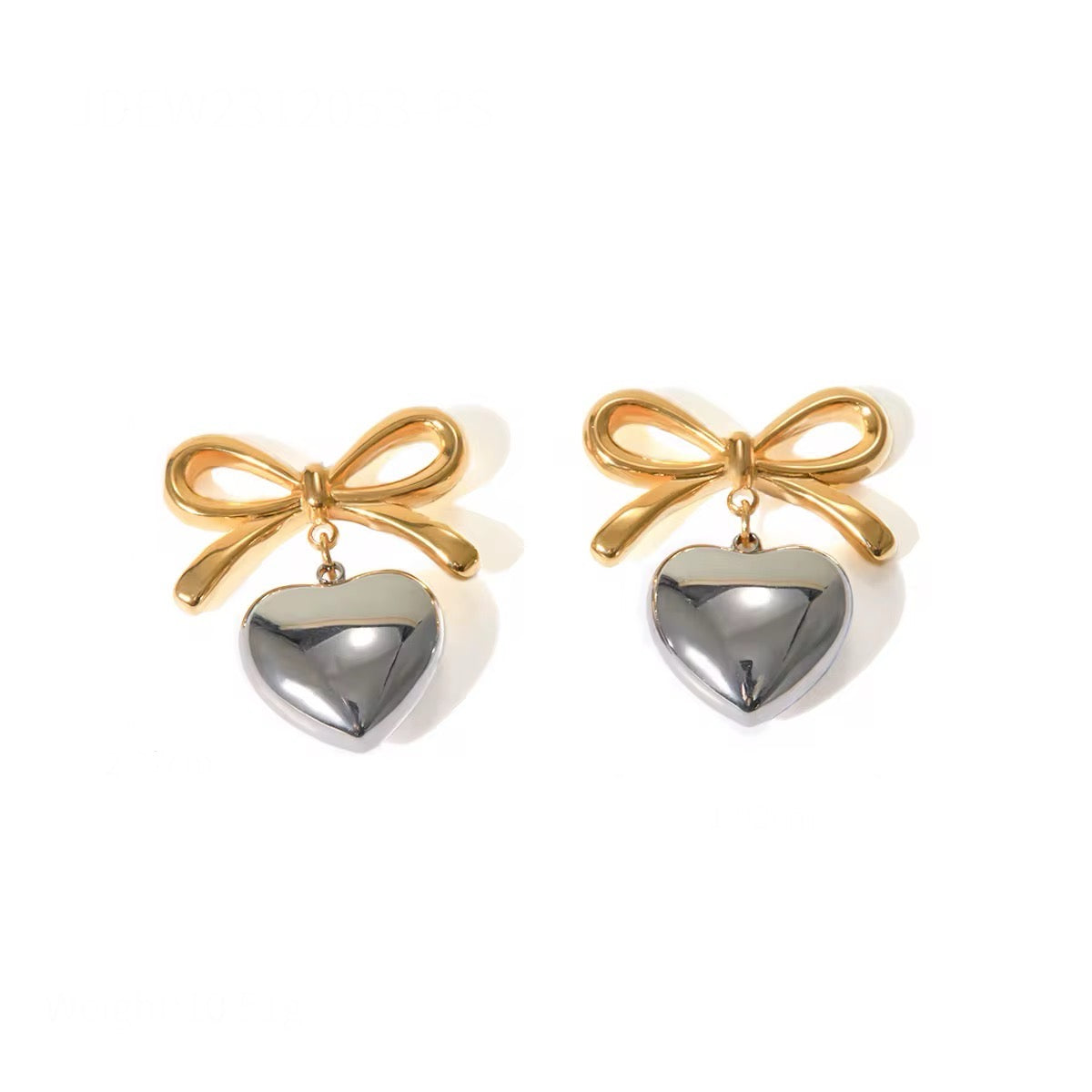 Heart Pendant Bow Earrings