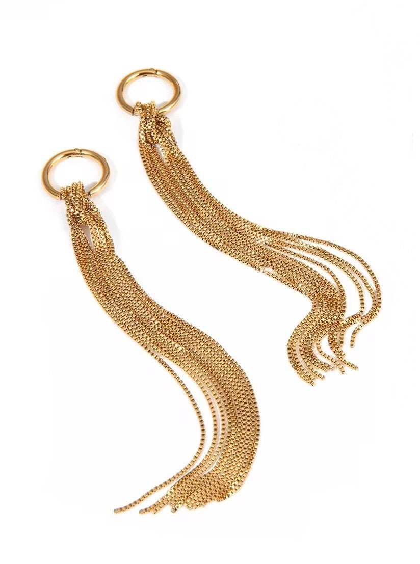 Long Chain Tassel Earrings