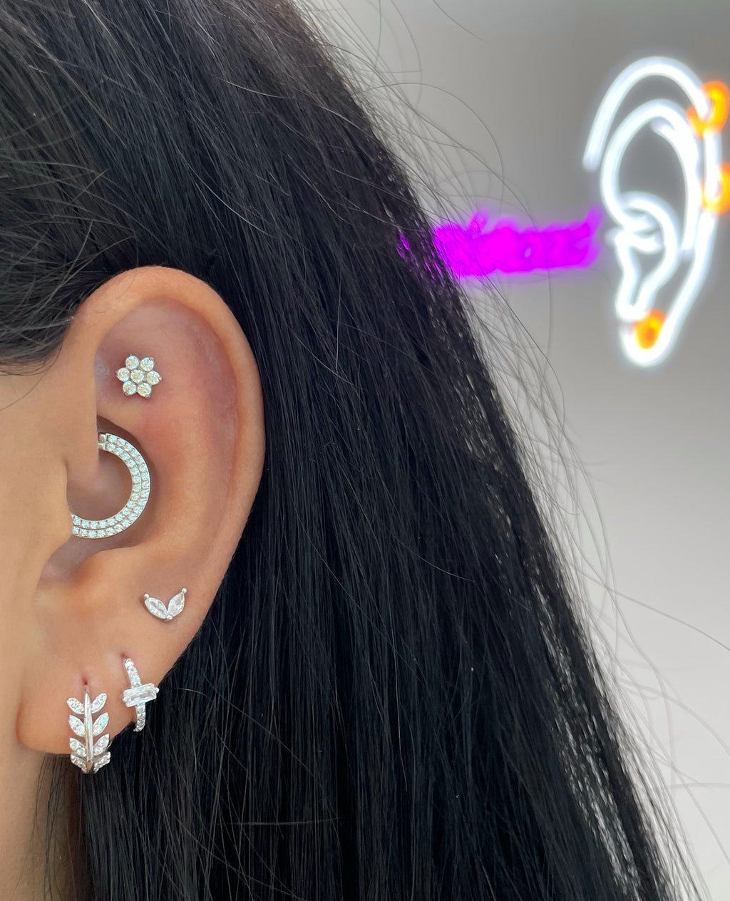 Flower 6 Petal Titanium Flat-Back