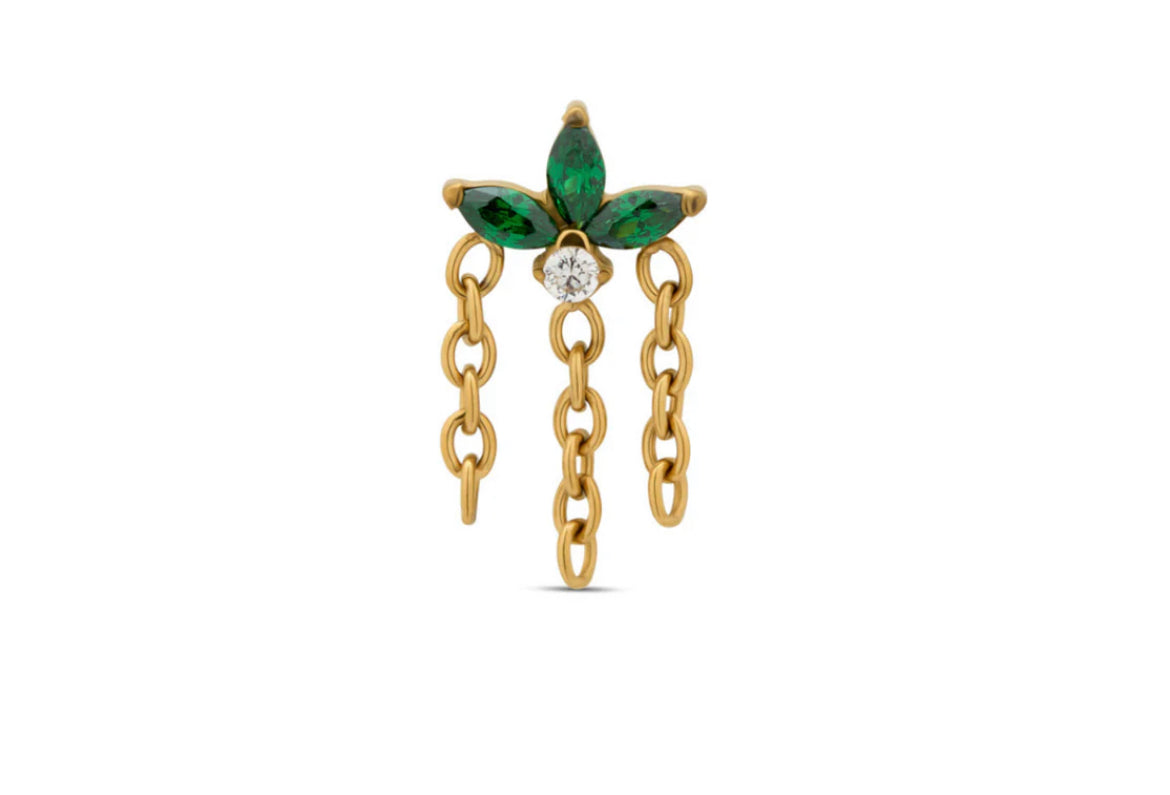 Lotus Chain Emerald Titanium Flat-Back
